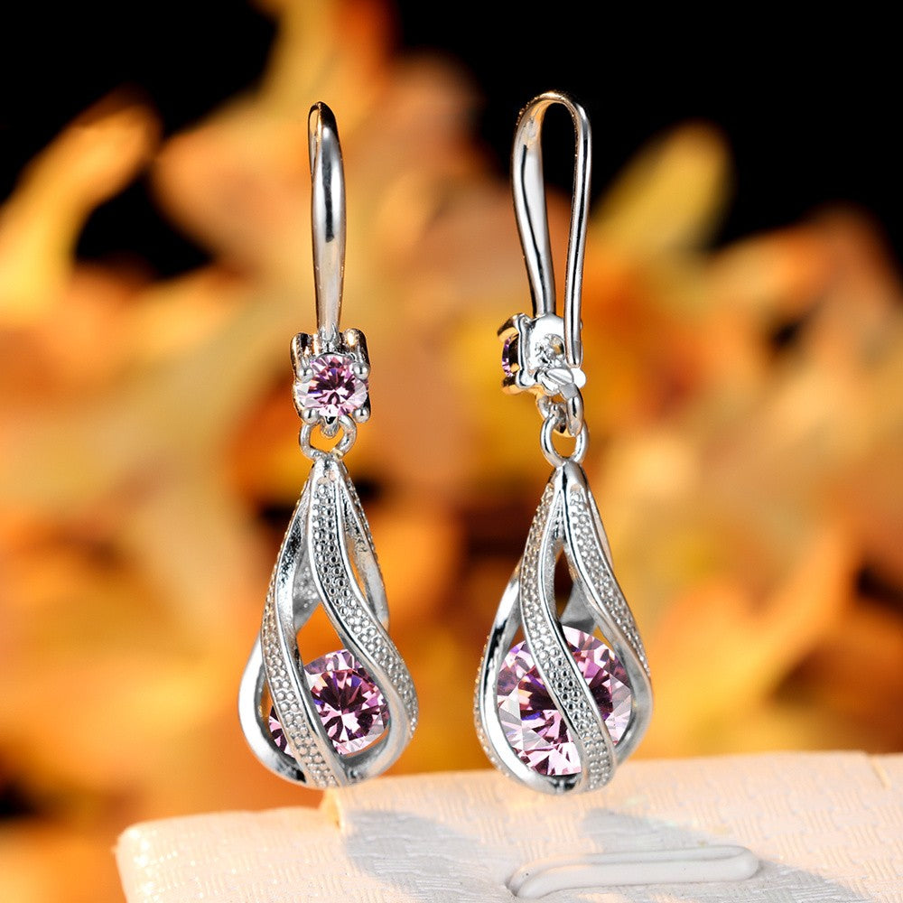 Spiral Teardrop Crystal Earrings