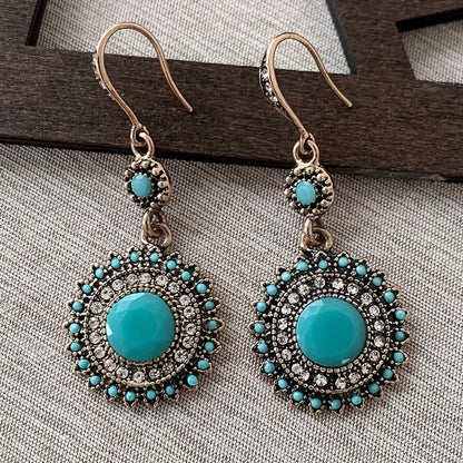 Turquoise Sunburst Drop Earrings