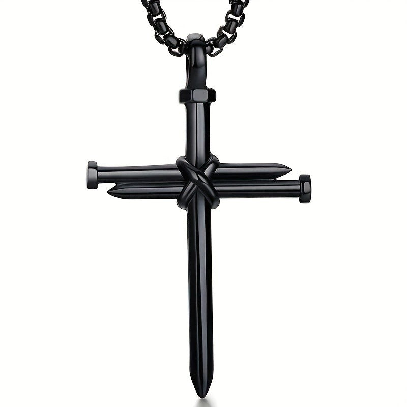 Black Cross Sword Pendant Necklace