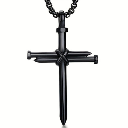 Black Cross Sword Pendant Necklace
