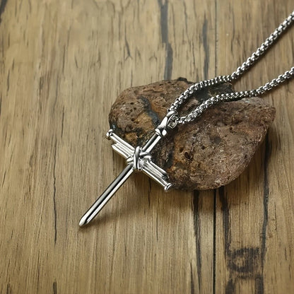 Black Cross Sword Pendant Necklace