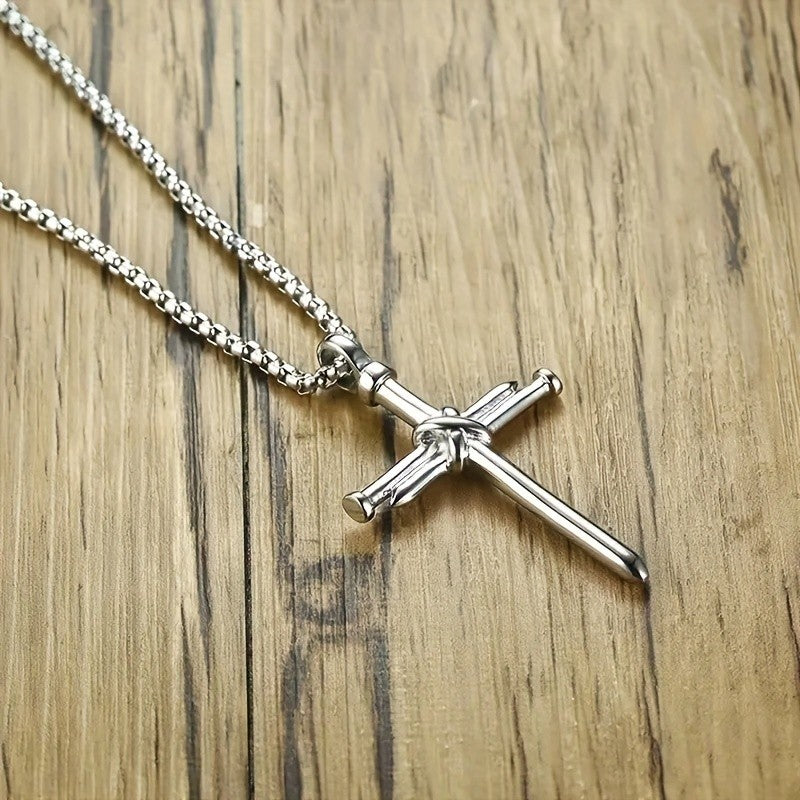 Black Cross Sword Pendant Necklace