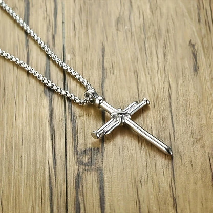 Black Cross Sword Pendant Necklace