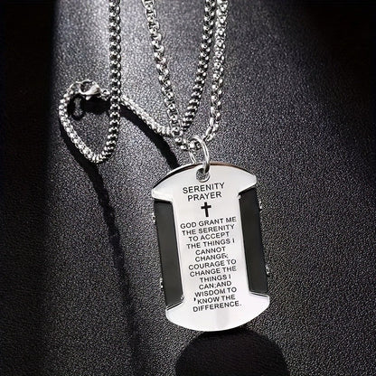Serenity Prayer Dog Tag Necklace