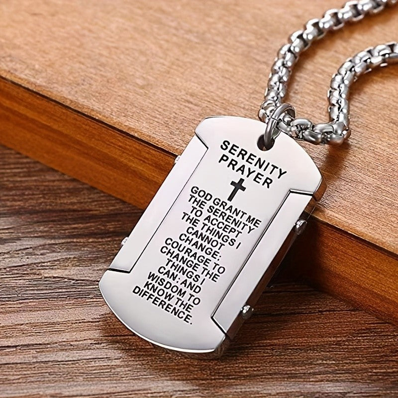 Serenity Prayer Dog Tag Necklace