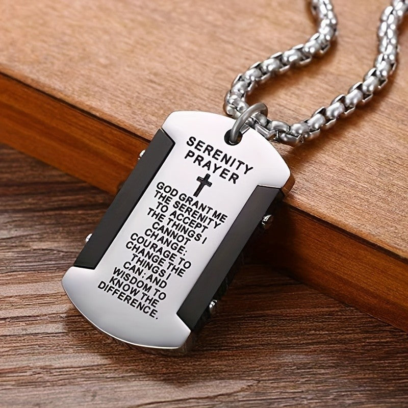 Serenity Prayer Dog Tag Necklace