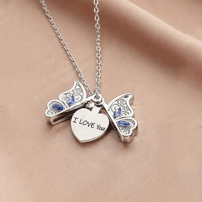 Openable Butterfly Heart Necklace
