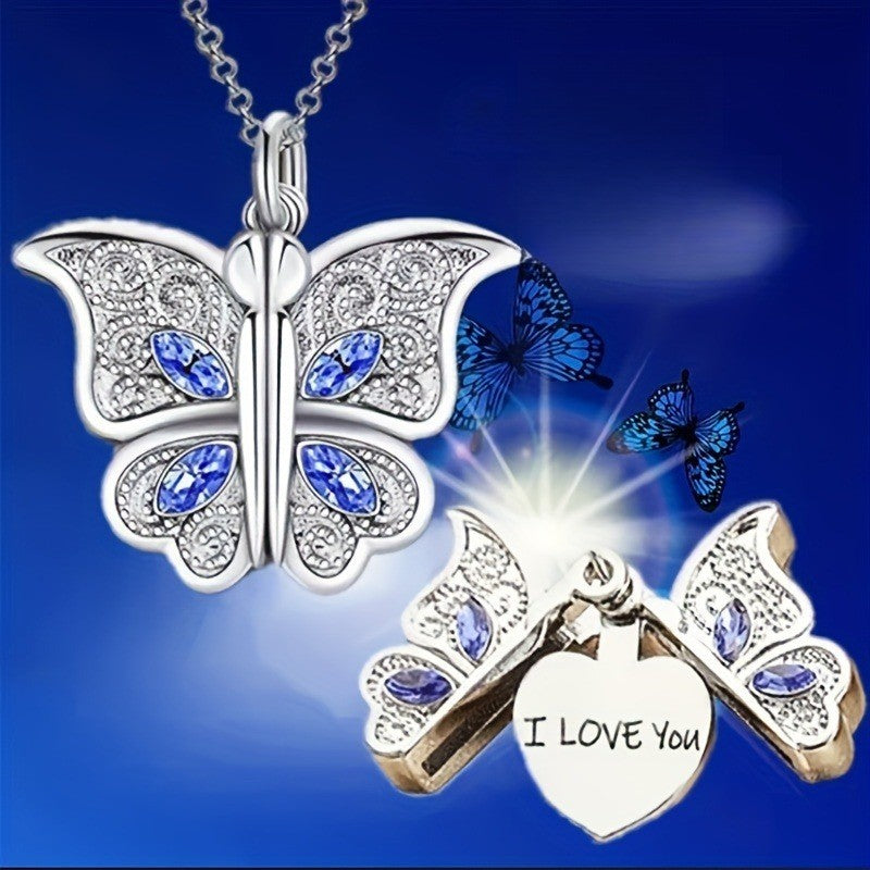 Openable Butterfly Heart Necklace
