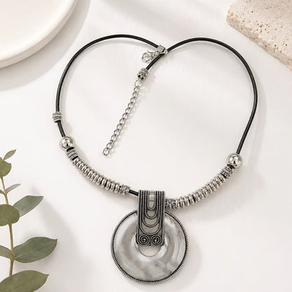 Silver-Tone Disc Cord Necklace