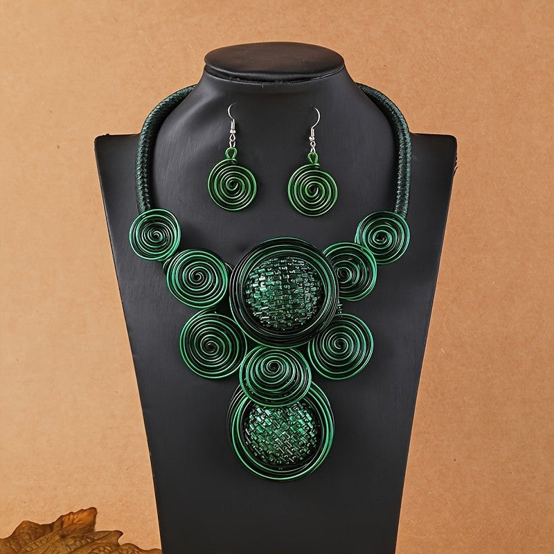 Spiral Statement Necklace Set