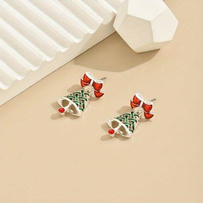 Green Christmas Tree Drop Earrings