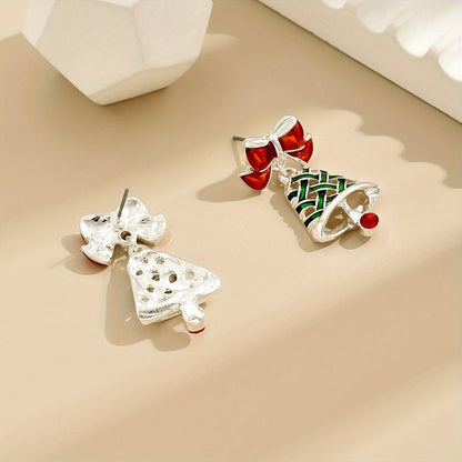 Green Christmas Tree Drop Earrings