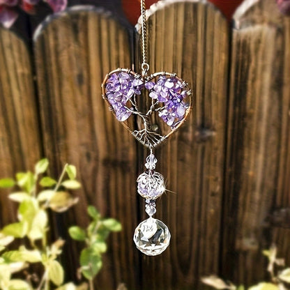 Purple Amethyst Heart Tree Suncatcher