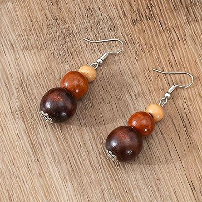 Two-Tone Wooden Bead Jewelry Set