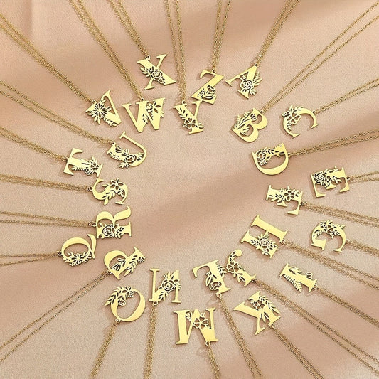 Floral Initial Necklace