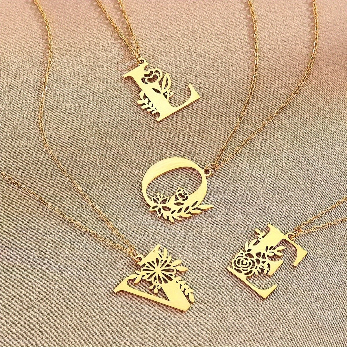 Floral Initial Necklace