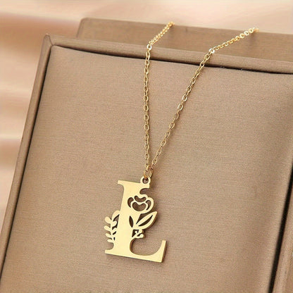 Floral Initial Necklace