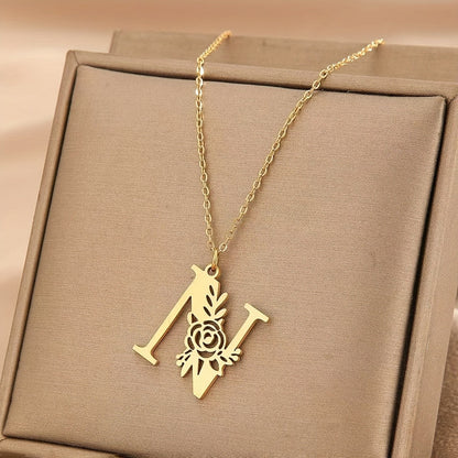 Floral Initial Necklace