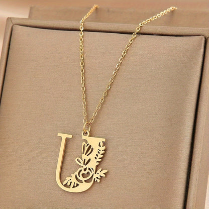 Floral Initial Necklace