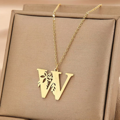 Floral Initial Necklace