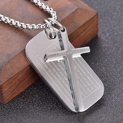 Immanuel Cross Tag Necklace