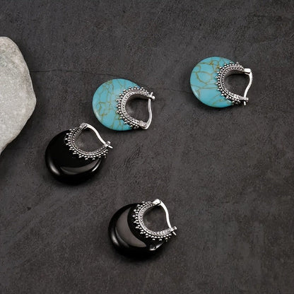Black Resin Hoop Earrings