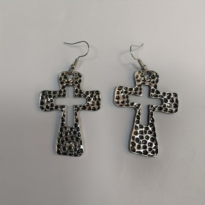 Textured Cross Drop Earrings
