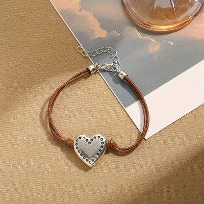 Perforated Heart Leather Bracelet
