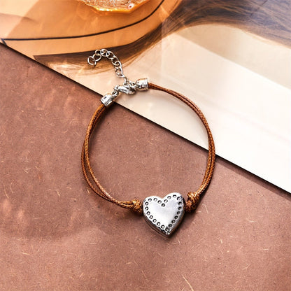 Perforated Heart Leather Bracelet