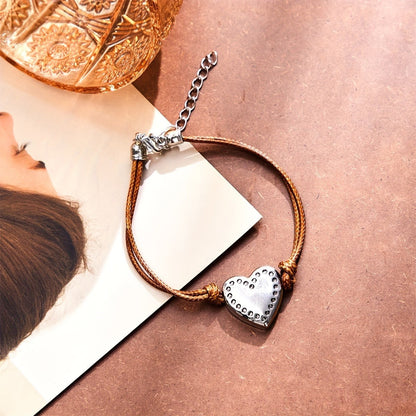 Perforated Heart Leather Bracelet