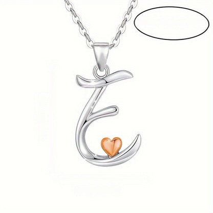 Script Initial Heart Accent Necklace