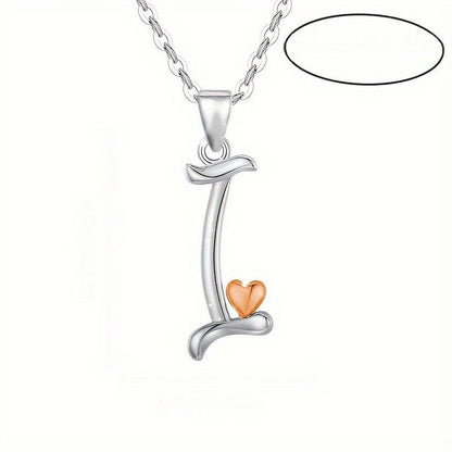 Script Initial Heart Accent Necklace
