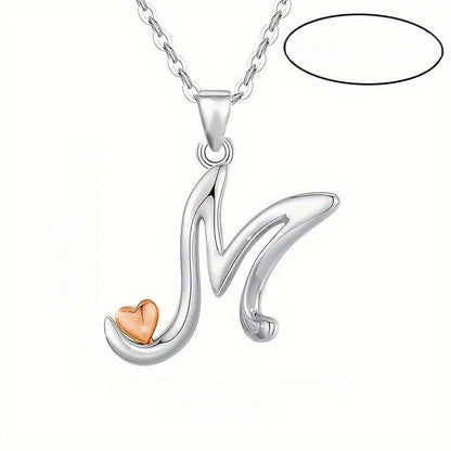 Script Initial Heart Accent Necklace