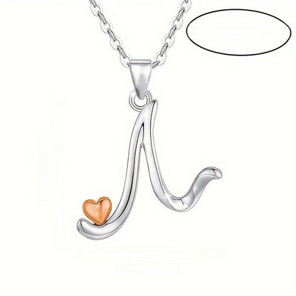 Script Initial Heart Accent Necklace