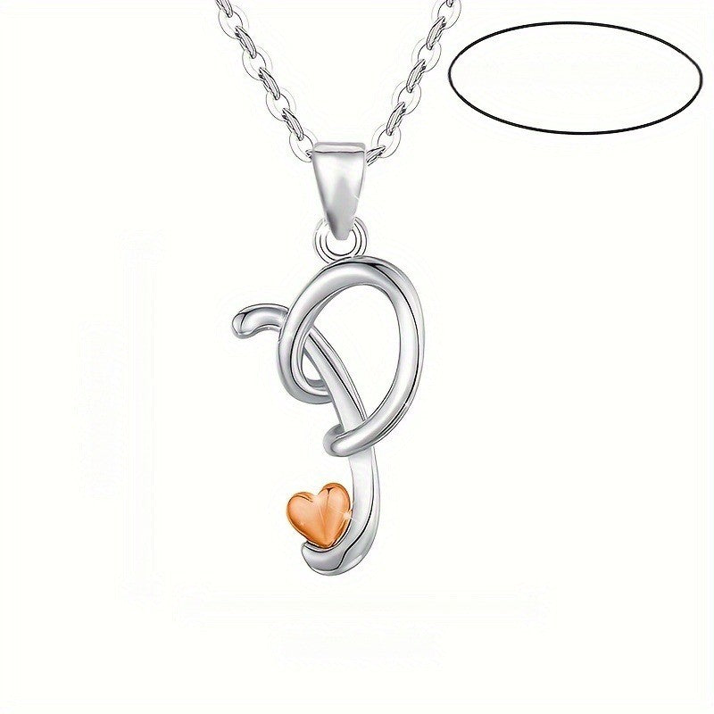 Script Initial Heart Accent Necklace