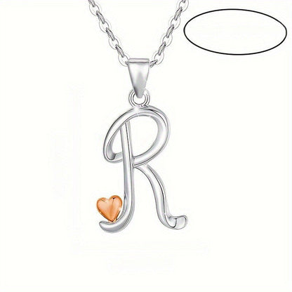 Script Initial Heart Accent Necklace