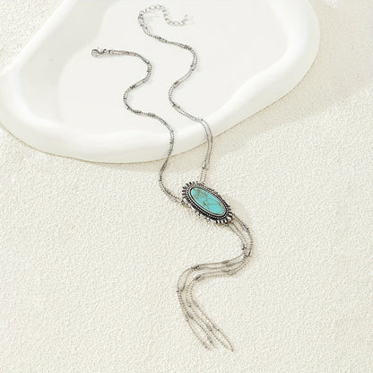 Turquoise Stone Lariat Necklace
