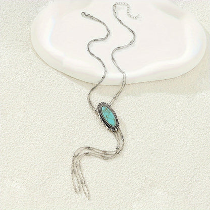 Turquoise Stone Lariat Necklace