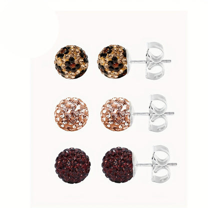 Multi-Color Crystal Ball Stud Earrings
