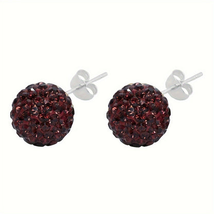 Multi-Color Crystal Ball Stud Earrings