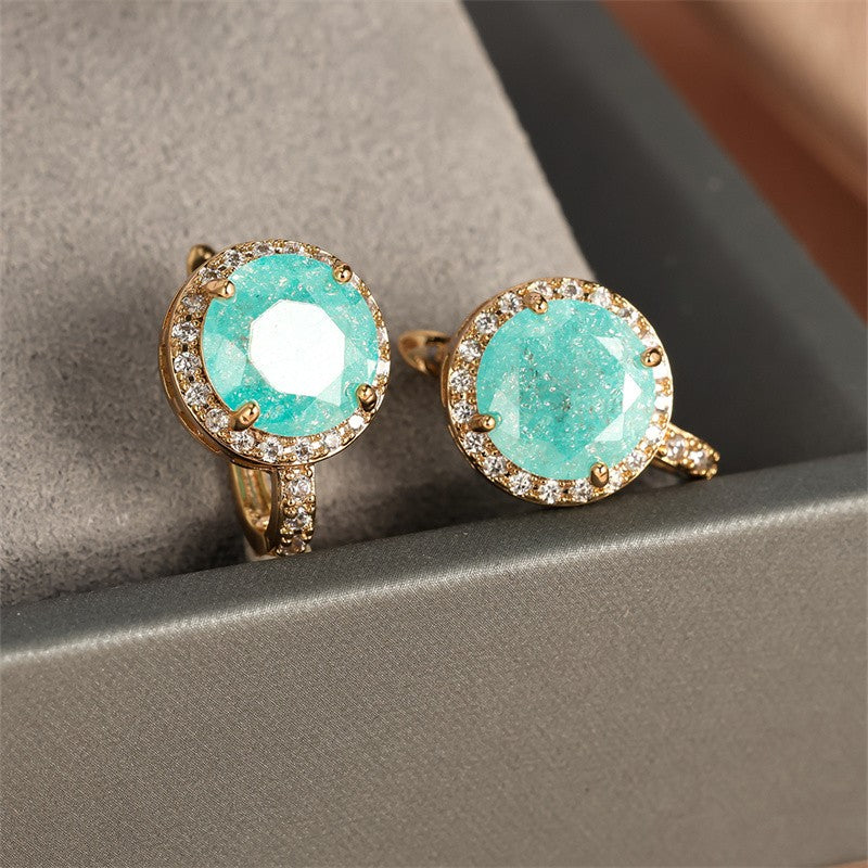 Turquoise Crystal Halo Earrings