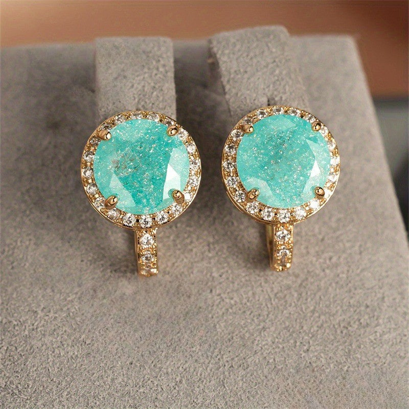 Turquoise Crystal Halo Earrings