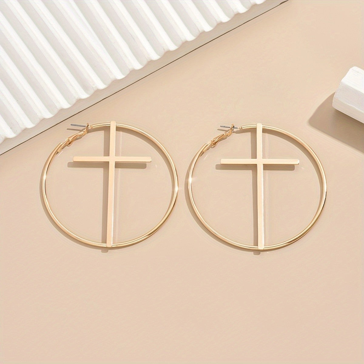 Minimalist Cross Hoop Earrings