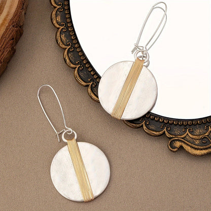 Round Disc Drop Earrings