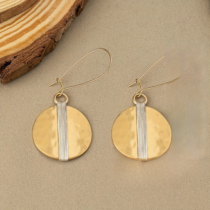 Round Disc Drop Earrings