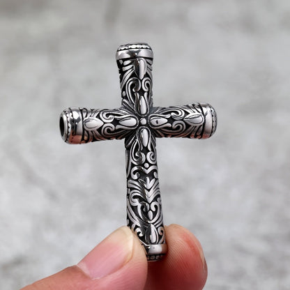 Black Scrollwork Cross Necklace