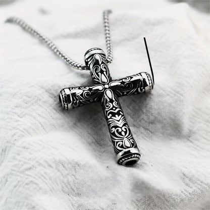 Black Scrollwork Cross Necklace