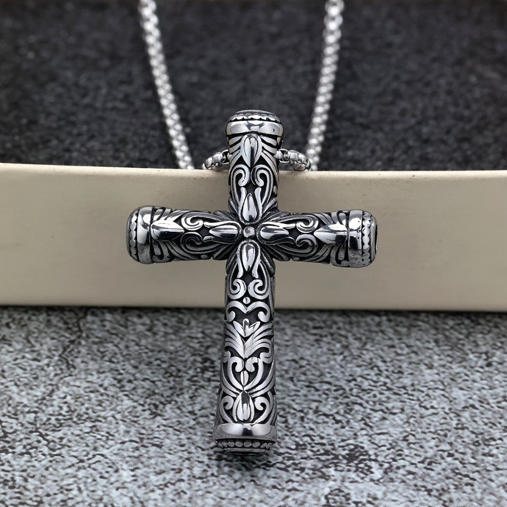 Black Scrollwork Cross Necklace