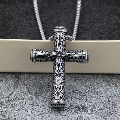 Black Scrollwork Cross Necklace