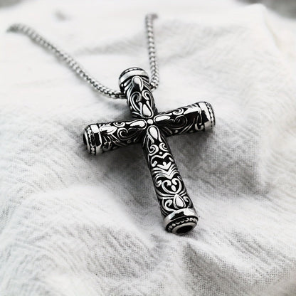 Black Scrollwork Cross Necklace